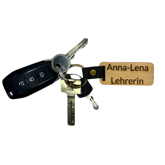 Schlüsselanhänger aus Holz - "Lehrer“ (personalisierbar)