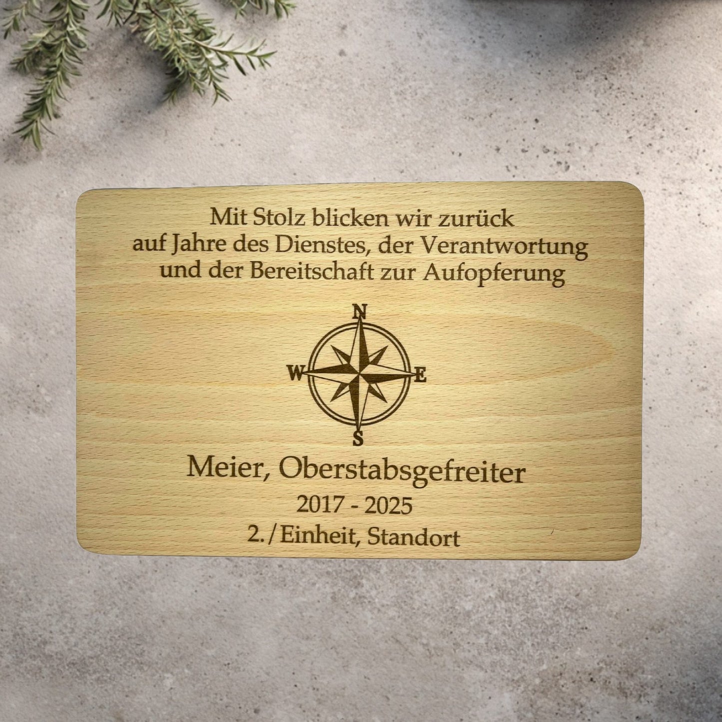 Abschiedsgeschenk für Bundeswehr – Holztafel (personalisierbar)