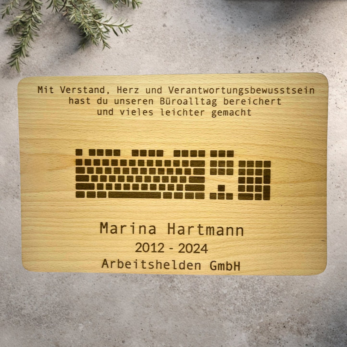 Abschiedsgeschenk fürs Büro – Holztafel (personalisierbar)