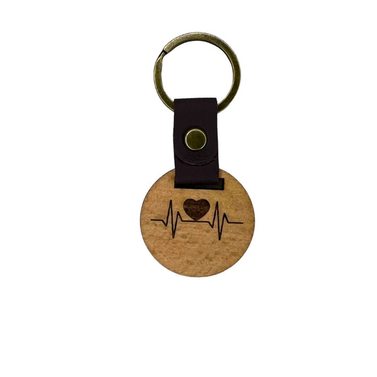 Schlüsselanhänger aus Holz – "Herz EKG"