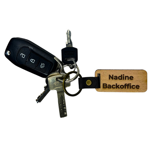 Schlüsselanhänger aus Holz - "Büro“ (personalisierbar)