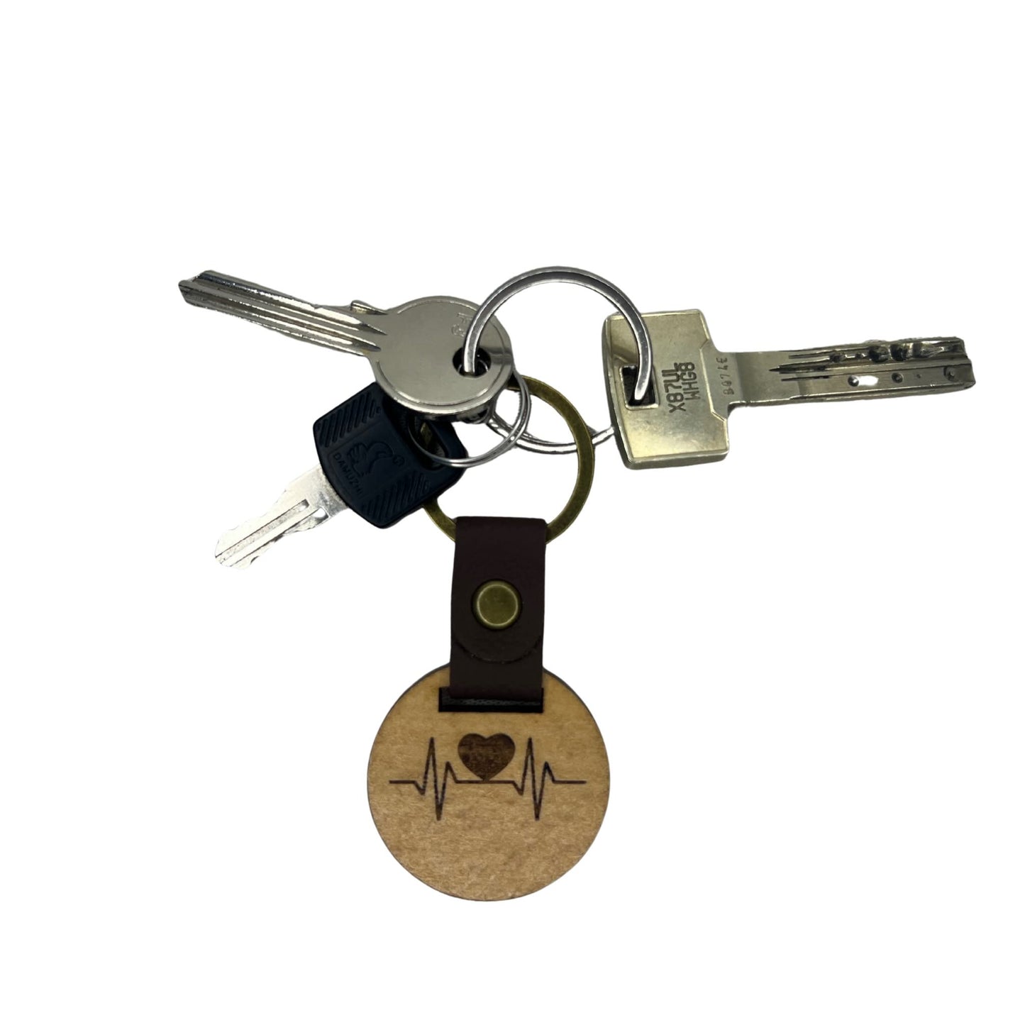 Schlüsselanhänger aus Holz – "Herz EKG"