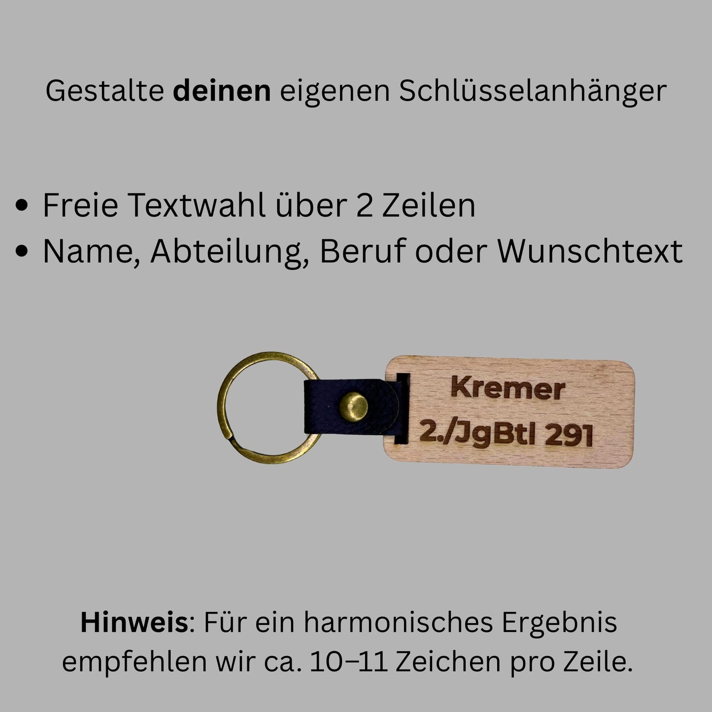 Schlüsselanhänger aus Holz - "Bundeswehr“ (personalisierbar)