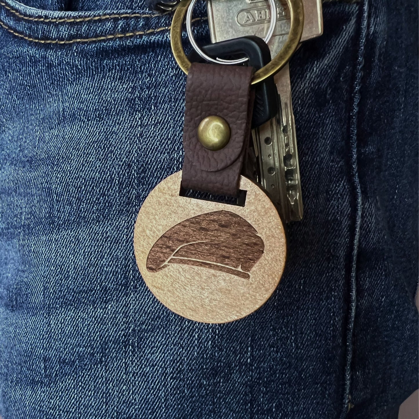 Schlüsselanhänger aus Holz – "Barett"