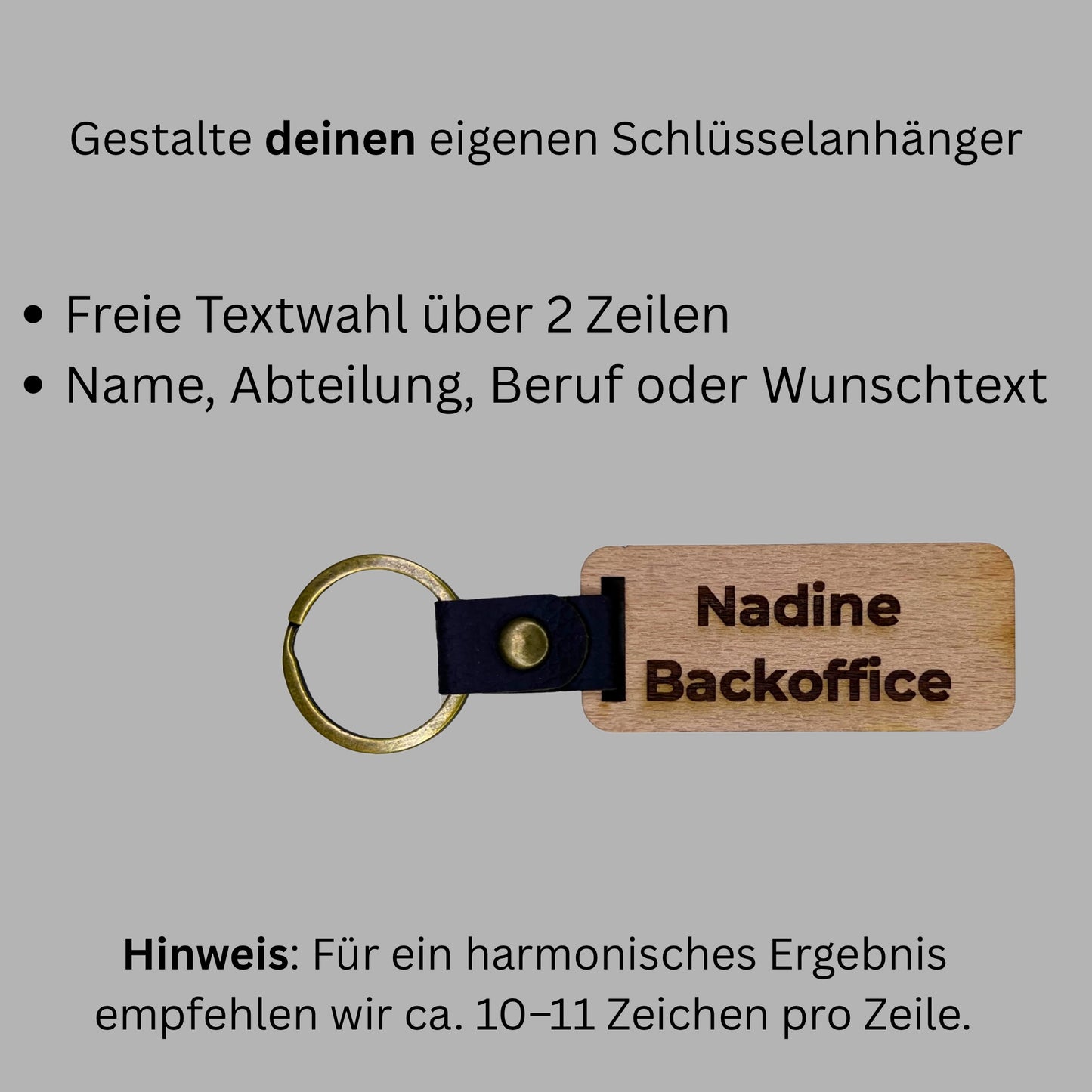 Schlüsselanhänger aus Holz - "Büro“ (personalisierbar)