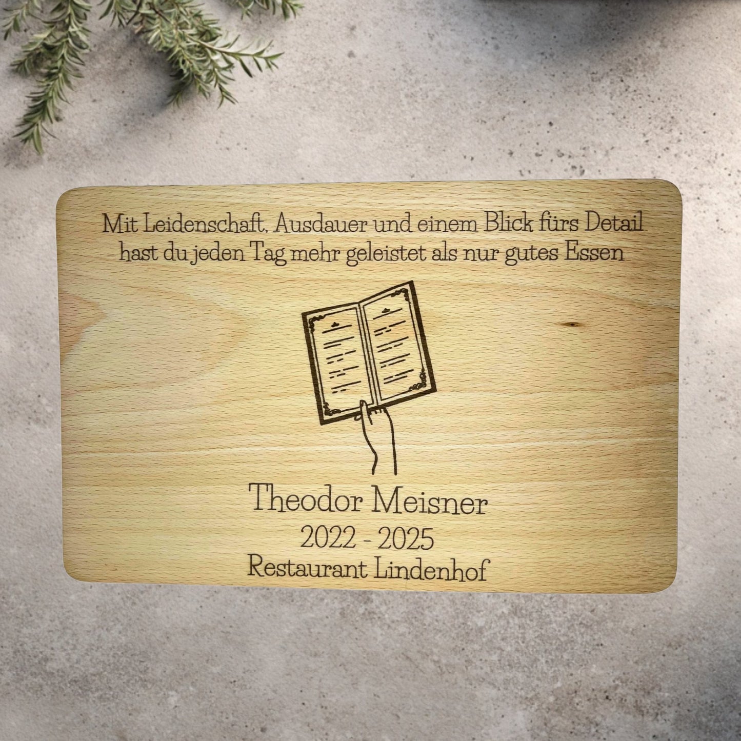 Abschiedsgeschenk Gastro – Holztafel (personalisierbar)