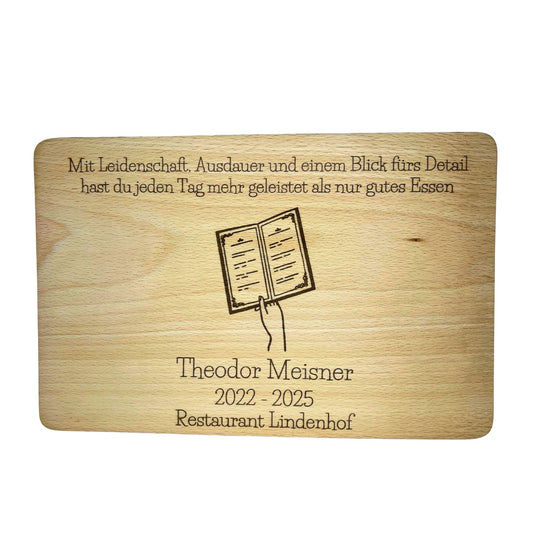 Abschiedsgeschenk Gastro – Holztafel (personalisierbar)
