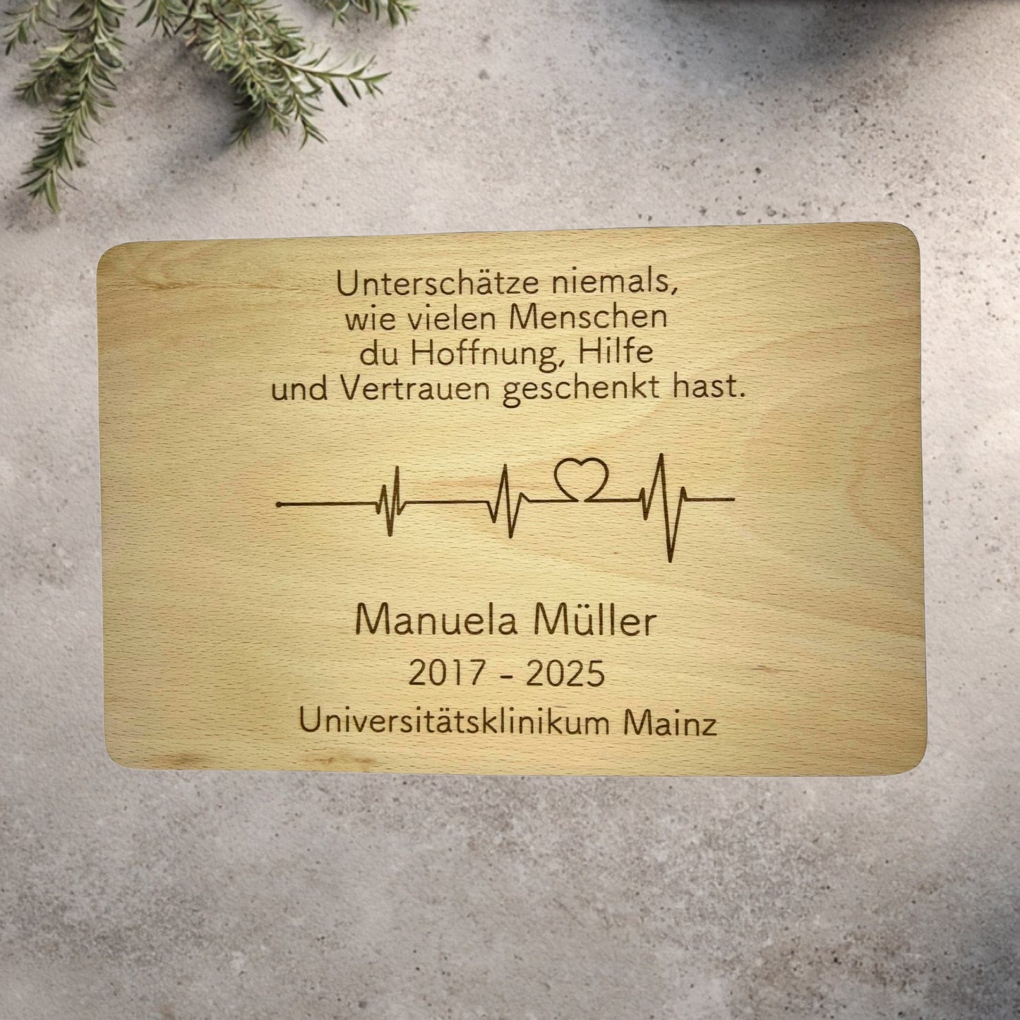 Abschiedsgeschenk Healthcare – Holztafel (personalisierbar)