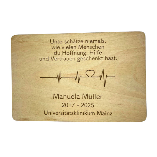 Abschiedsgeschenk Healthcare – Holztafel (personalisierbar)