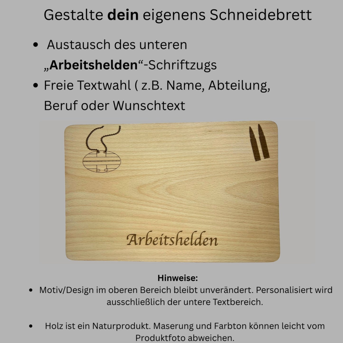Schneidebrett aus Holz – Bundeswehr-Design (personalisierbar)