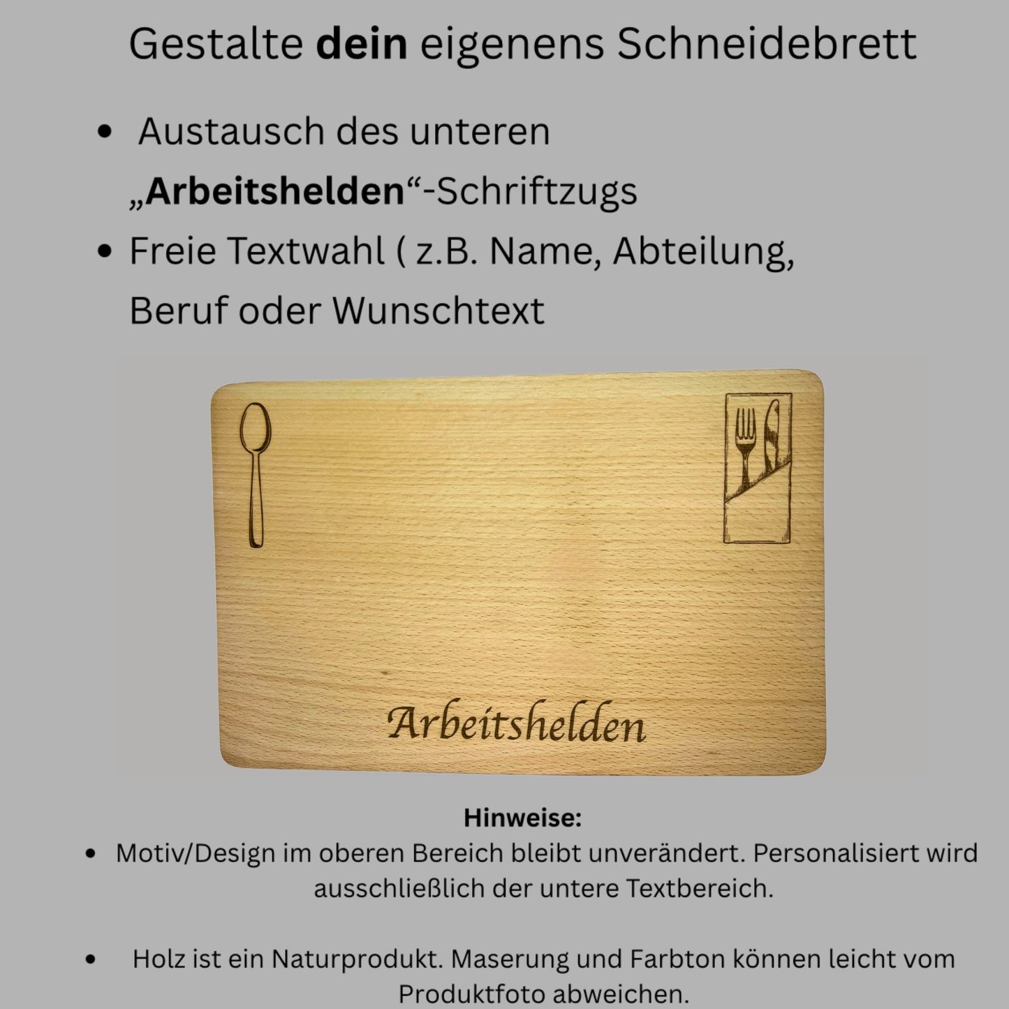 Schneidebrett aus Holz – Gastro-Design (personalisierbar)