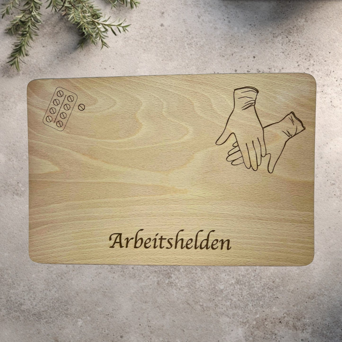 Schneidebrett aus Holz – Healthcare-Design (personalisierbar)