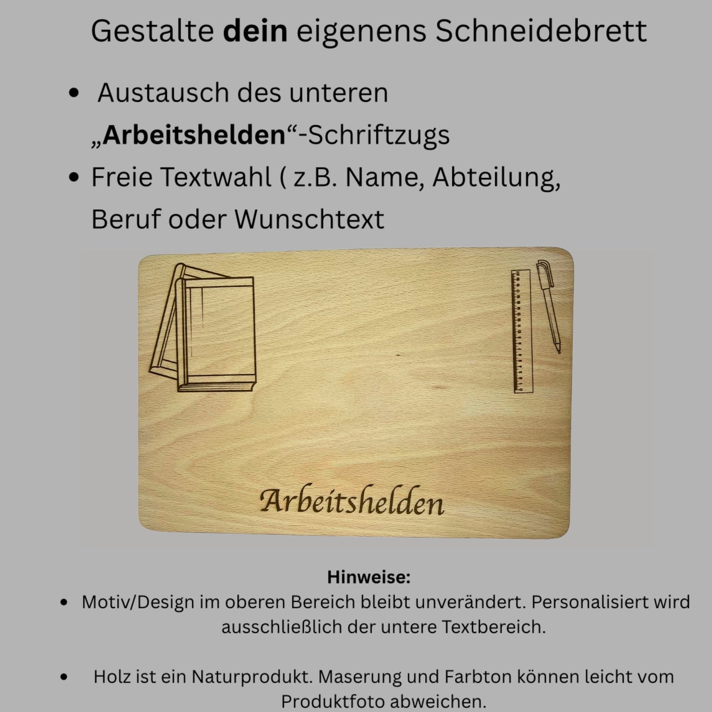 Schneidebrett aus Holz – Lehrer-Design (personalisierbar)